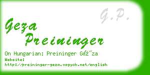 geza preininger business card